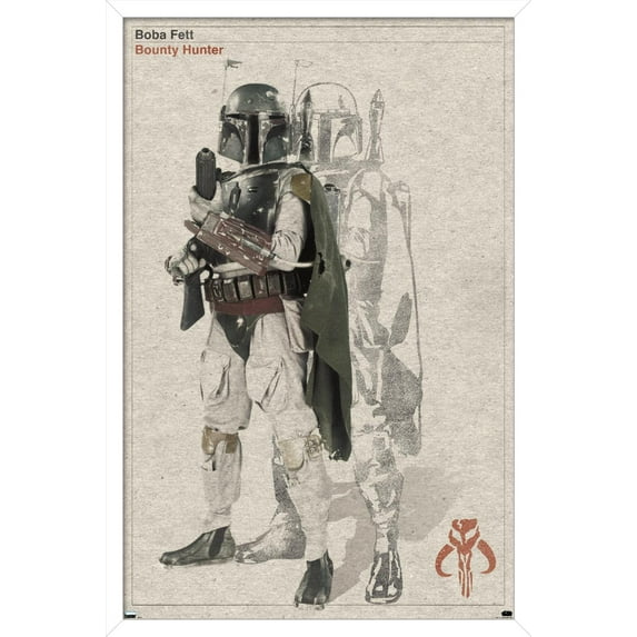 Star Wars: Saga - Boba Fett - Sketch Wall Poster, 14.725" x 22.375", Framed