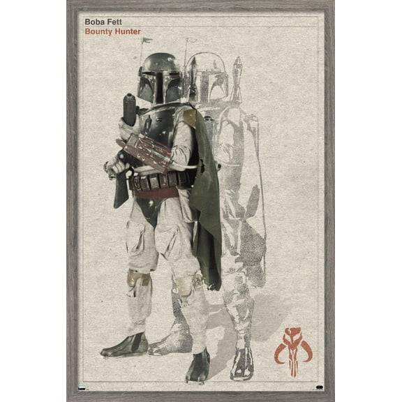 Star Wars: Saga - Boba Fett - Sketch Wall Poster, 22.375" x 34", Framed