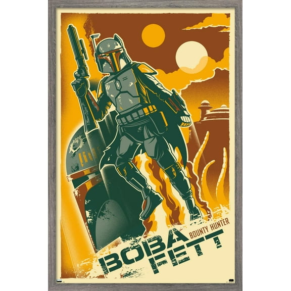 Star Wars: Saga - Boba Fett - Two Suns Wall Poster, 22.375" x 34", Framed