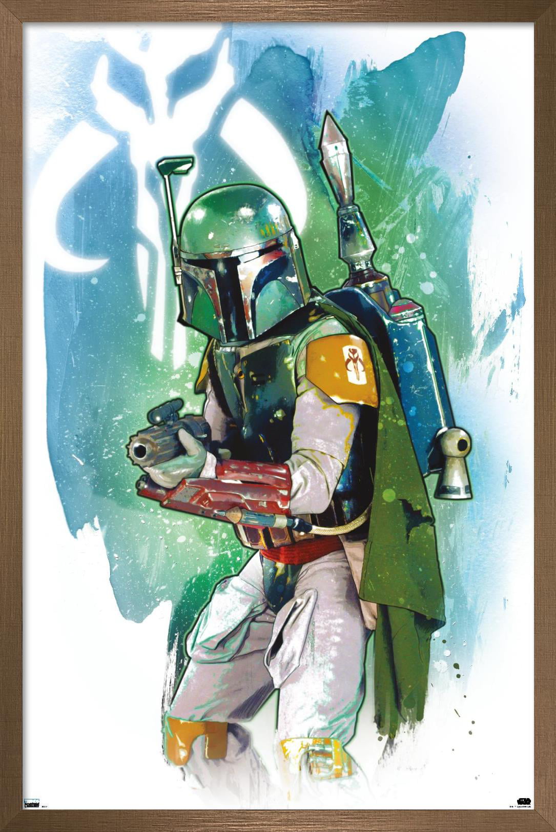 Star Wars: Saga - Boba Fett - Water Color Wall Poster, 14.725" x 22.375", Framed