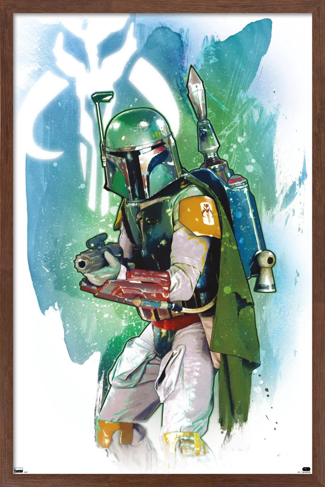 Star Wars: Saga - Boba Fett - Water Color Wall Poster, 22.375" x 34", Framed
