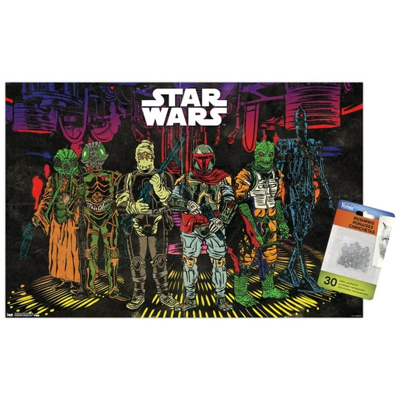 Star Wars: Saga - Bounty Hunters Group Wall Poster with Push Pins, 14.725" x 22.375"