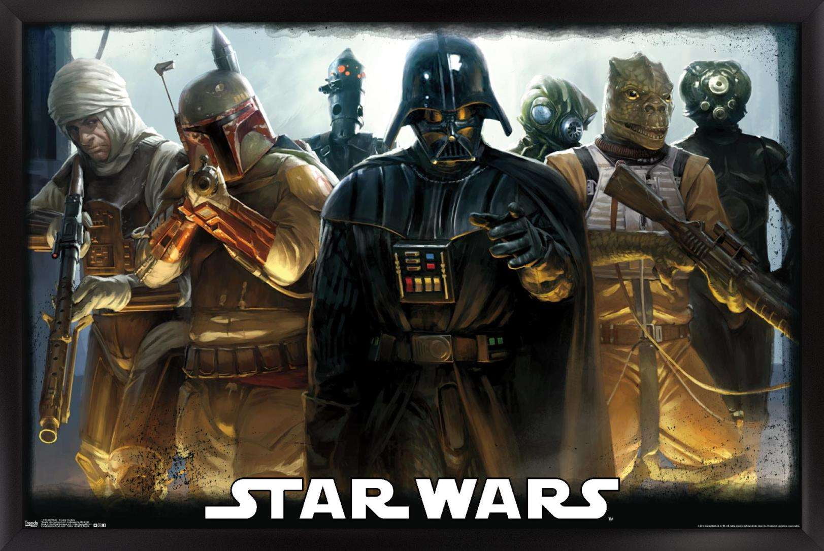 Star Wars: Saga - Bounty Hunters Wall Poster, 14.725" x 22.375", Framed