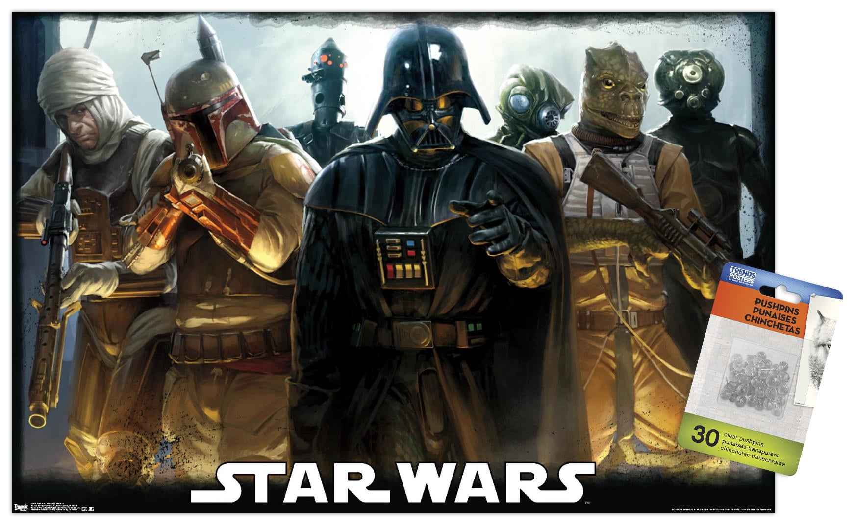 Star Wars: Saga - Bounty Hunters Wall Poster with Push Pins, 14.725" x 22.375"