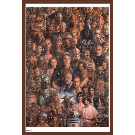 Star Wars: Saga - Character Collage Wall Poster, 22.375" x 34", Framed