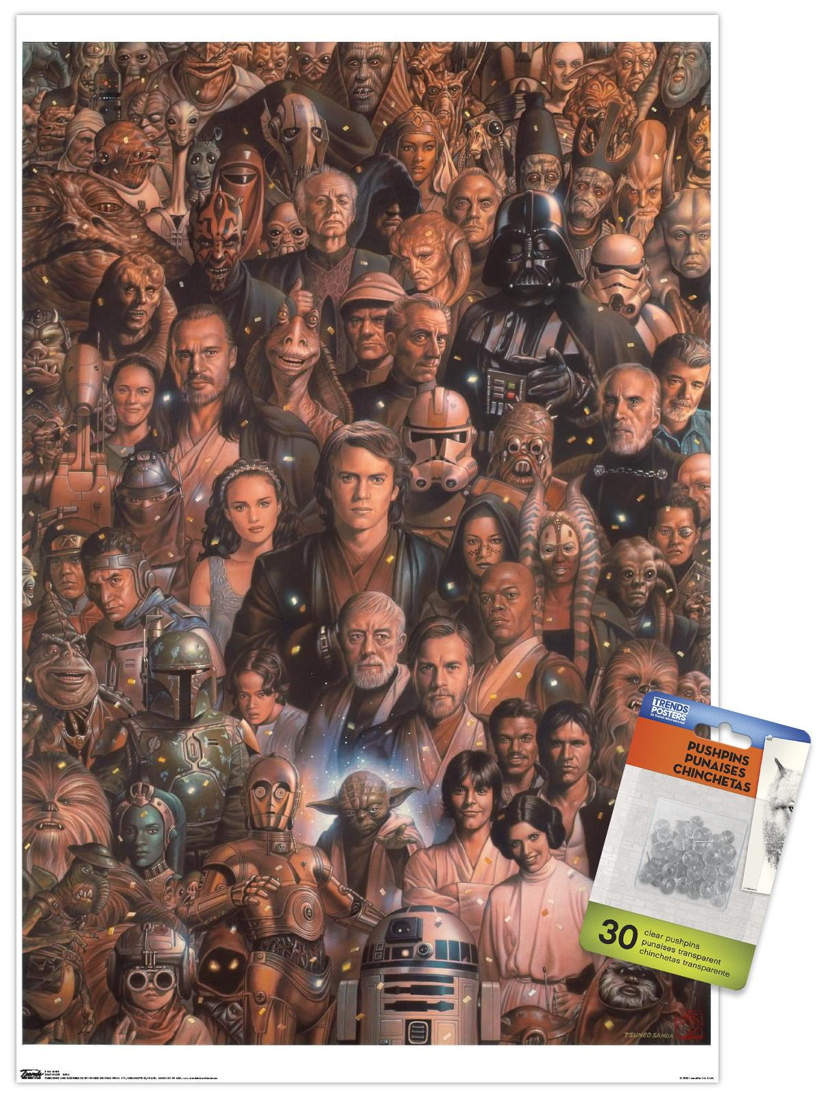 Star Wars: Saga - Character Collage Wall Poster with Push Pins, 14.725" x 22.375"