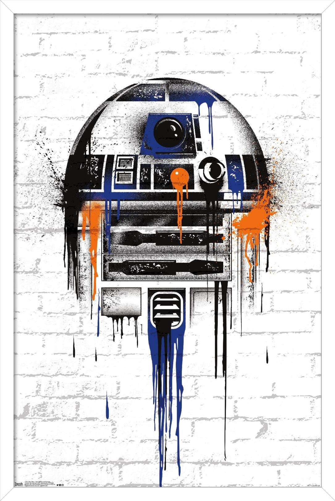 Star Wars: Saga - Droid Black And Orange Wall Poster, 14.725" x 22.375", Framed