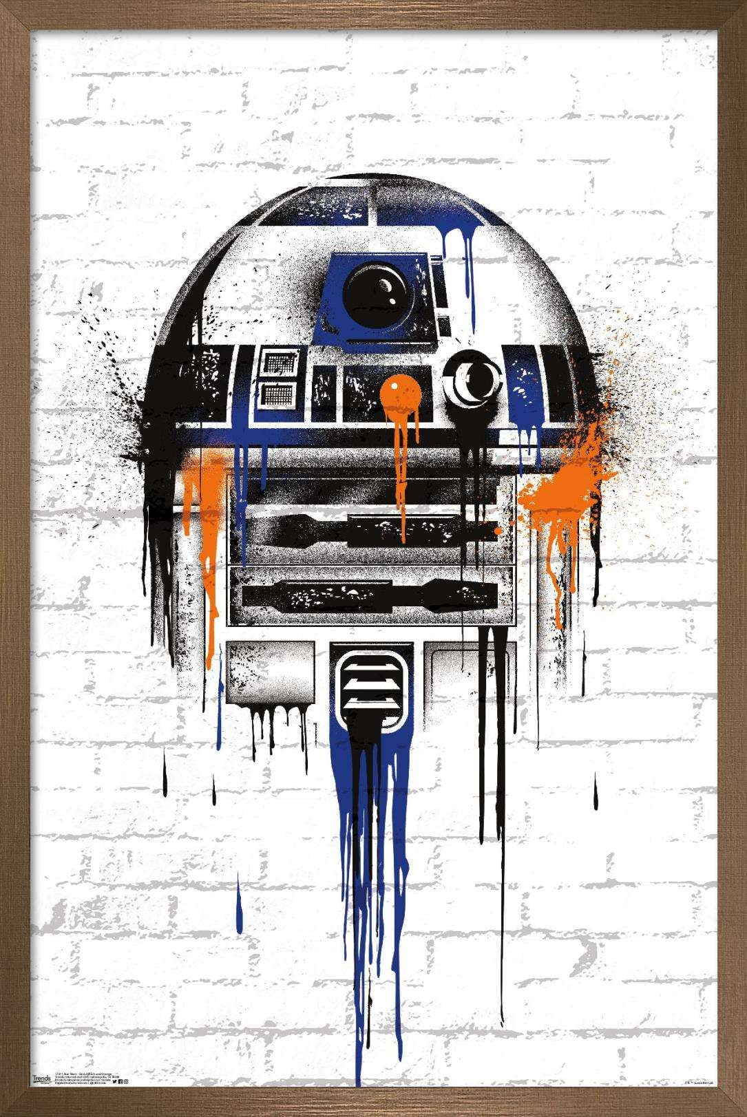 Star Wars: Saga - Droid Black And Orange Wall Poster, 14.725" x 22.375", Framed