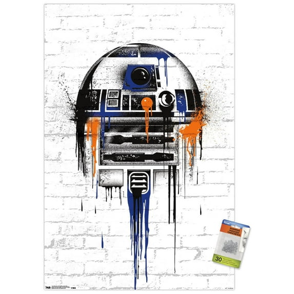 Star Wars: Saga - Droid Black And Orange Wall Poster with Push Pins, 22.375" x 34"