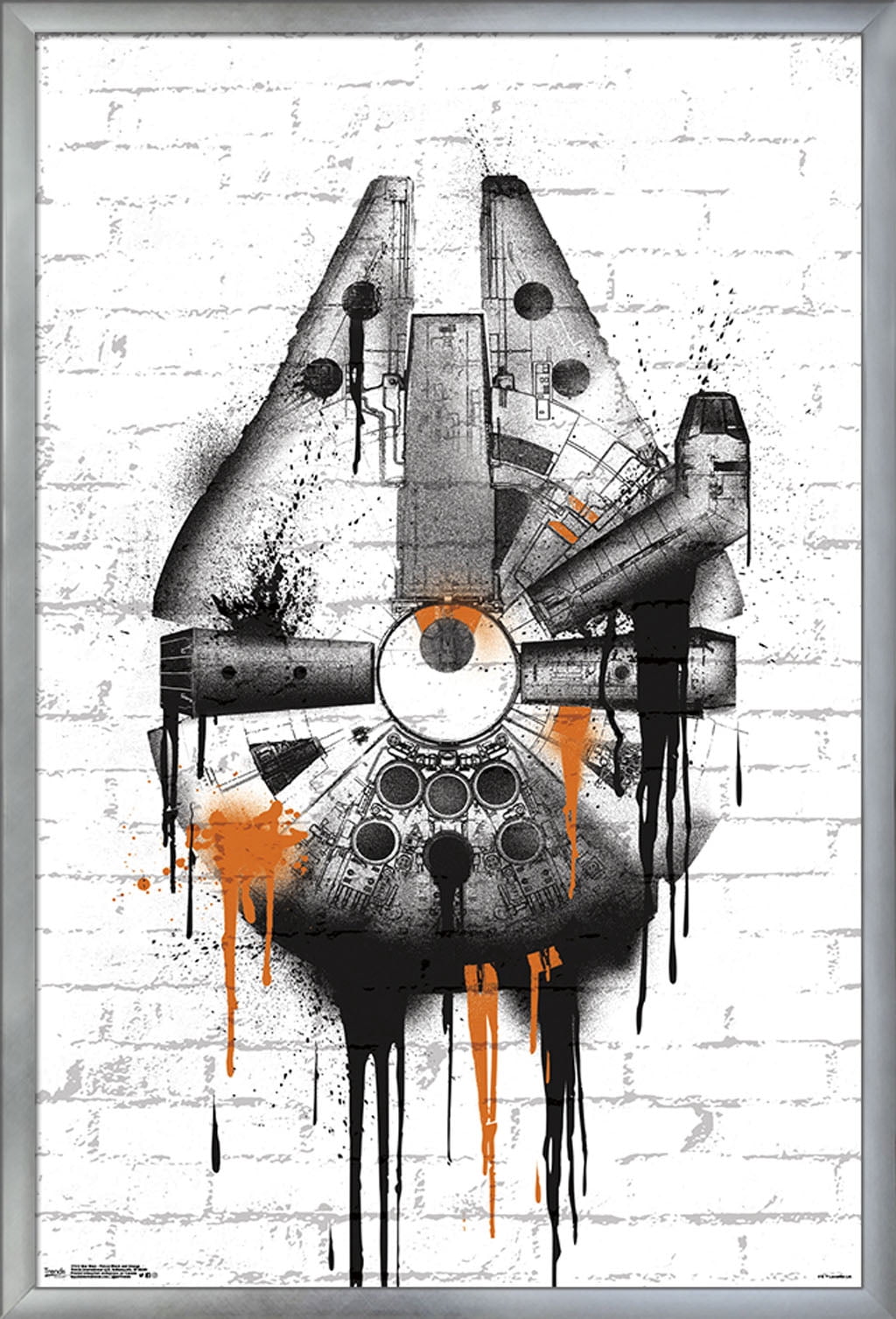 Star Wars: Saga - Falcon Black And Orange Wall Poster, 22.375" x 34", Framed