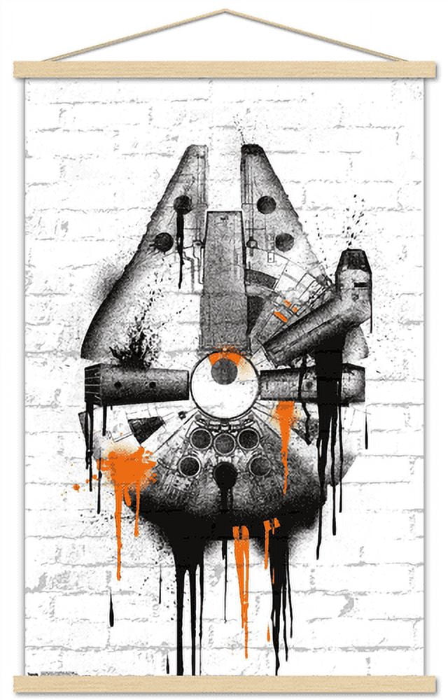 Star Wars: Saga - Falcon Black And Orange Wall Poster with Wooden Magnetic Frame, 22.375" x 34"