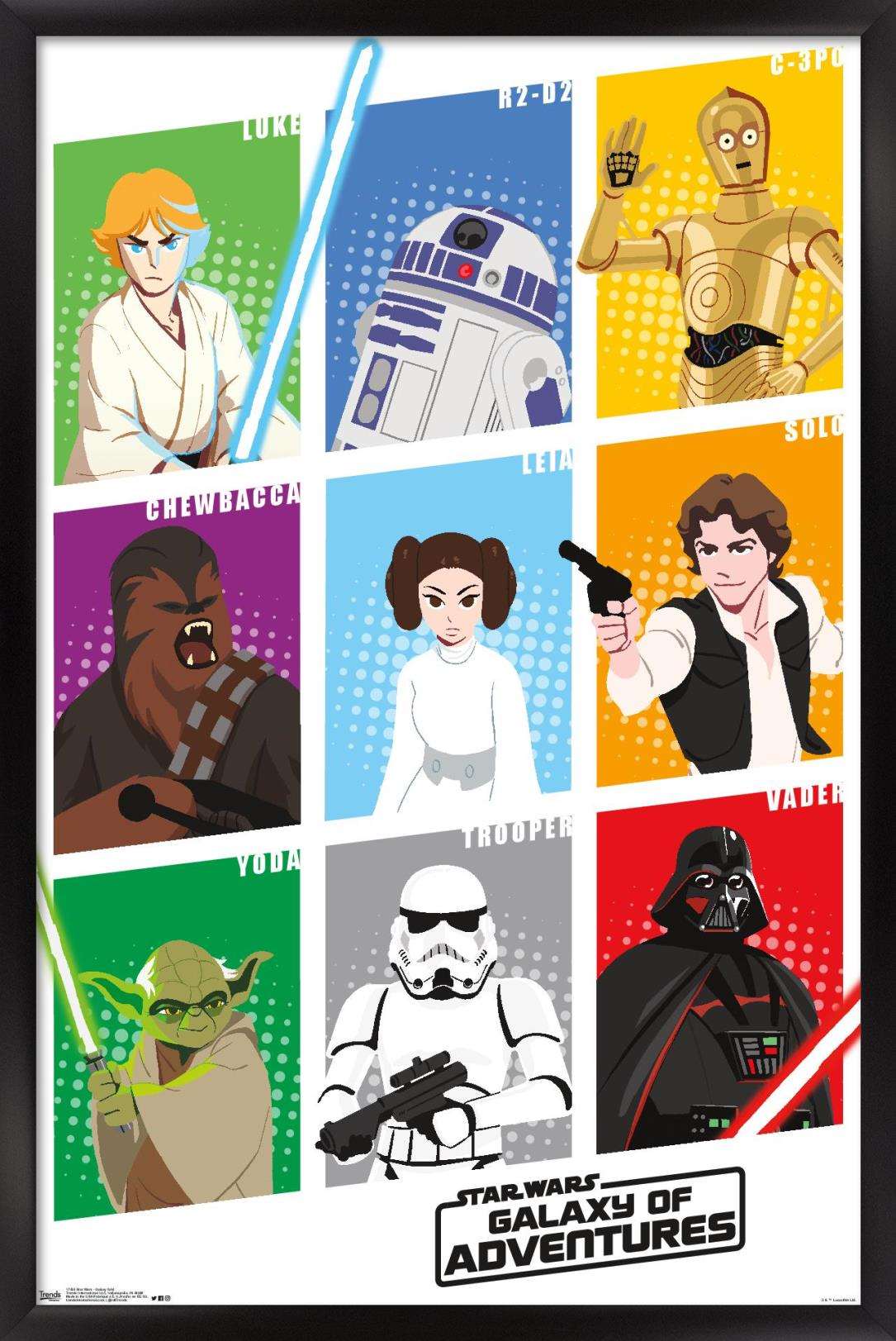 Star Wars: Saga - Galaxy Grid Wall Poster, 14.725" x 22.375", Framed