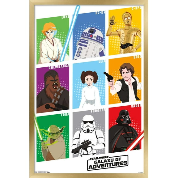 Star Wars: Saga - Galaxy Grid Wall Poster, 14.725" x 22.375", Framed