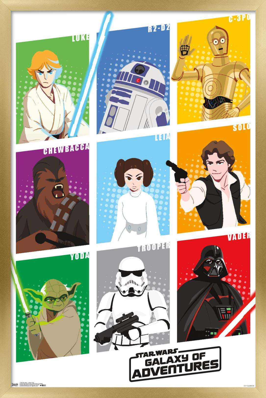Star Wars: Saga - Galaxy Grid Wall Poster, 22.375" x 34", Framed