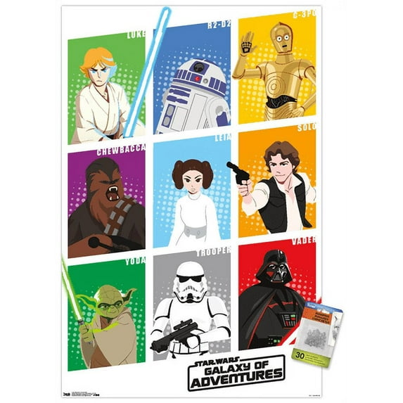 Star Wars: Saga - Galaxy Grid Wall Poster with Push Pins, 22.375" x 34"