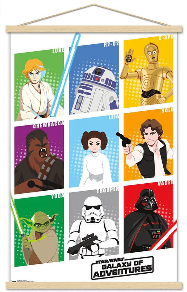 Star Wars: Saga - Galaxy Grid Wall Poster with Wooden Magnetic Frame, 22.375" x 34"