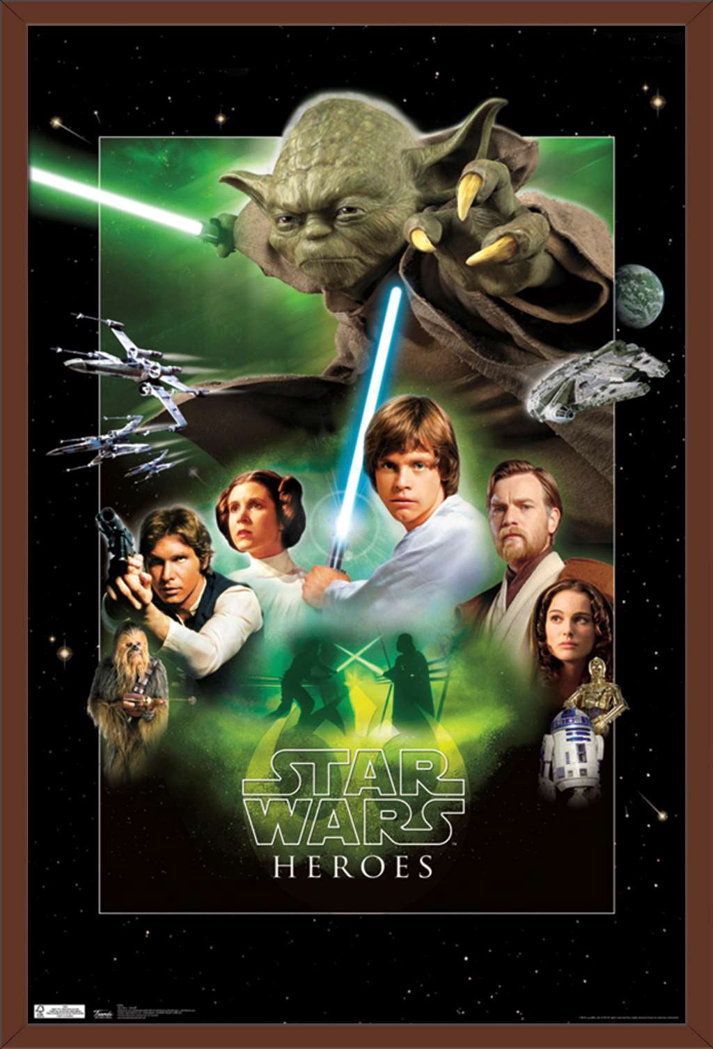 Star Wars: Saga - Heroes Wall Poster, 22.375" x 34", Framed