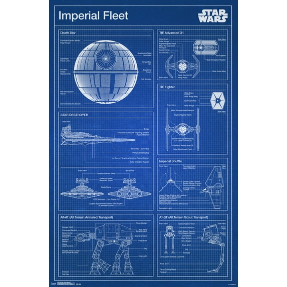 Star Wars: Saga - Imperial Blueprint Wall Poster, 22.375" x 34"