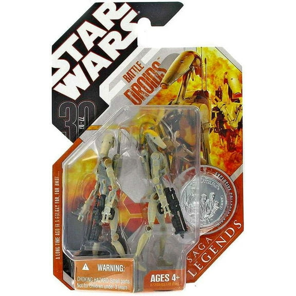 Star Wars Saga Legends 2007 30th Anniversary Battle Droid & Battle Droid Commander Action Figure 2-Pack (Yellow Stripe)