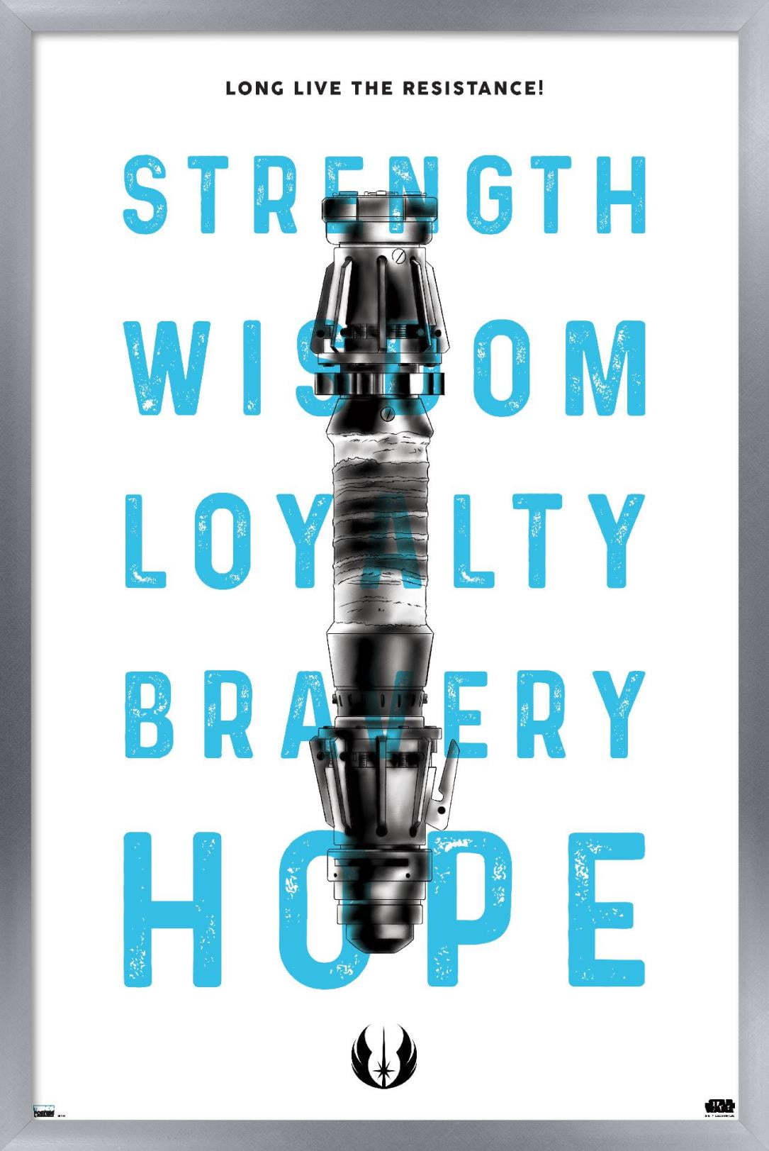 Star Wars: Saga - Lightsaber Text Wall Poster, 14.725" x 22.375", Framed