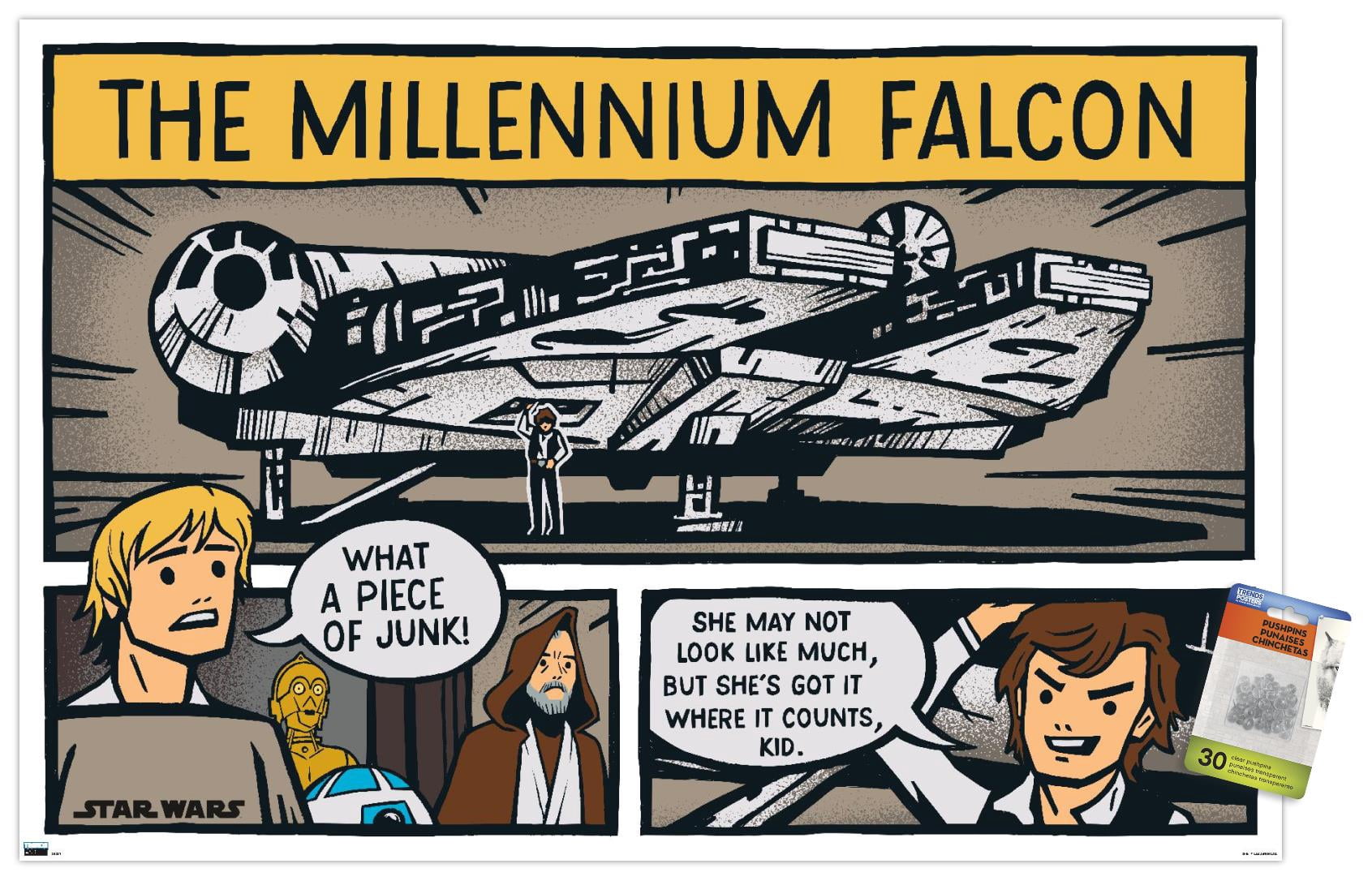 Star Wars: Saga - Millennium Falcon Comic Wall Poster with Pushpins, 22.375" x 34"