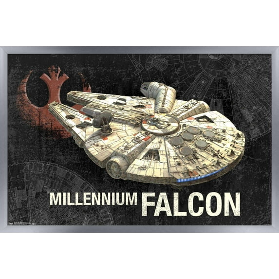 Star Wars: Saga - Millennium Falcon Wall Poster, 14.725" x 22.375", Framed