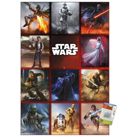 Star Wars: Saga - Moments Grid Wall Poster with Push Pins, 22.375" x 34"