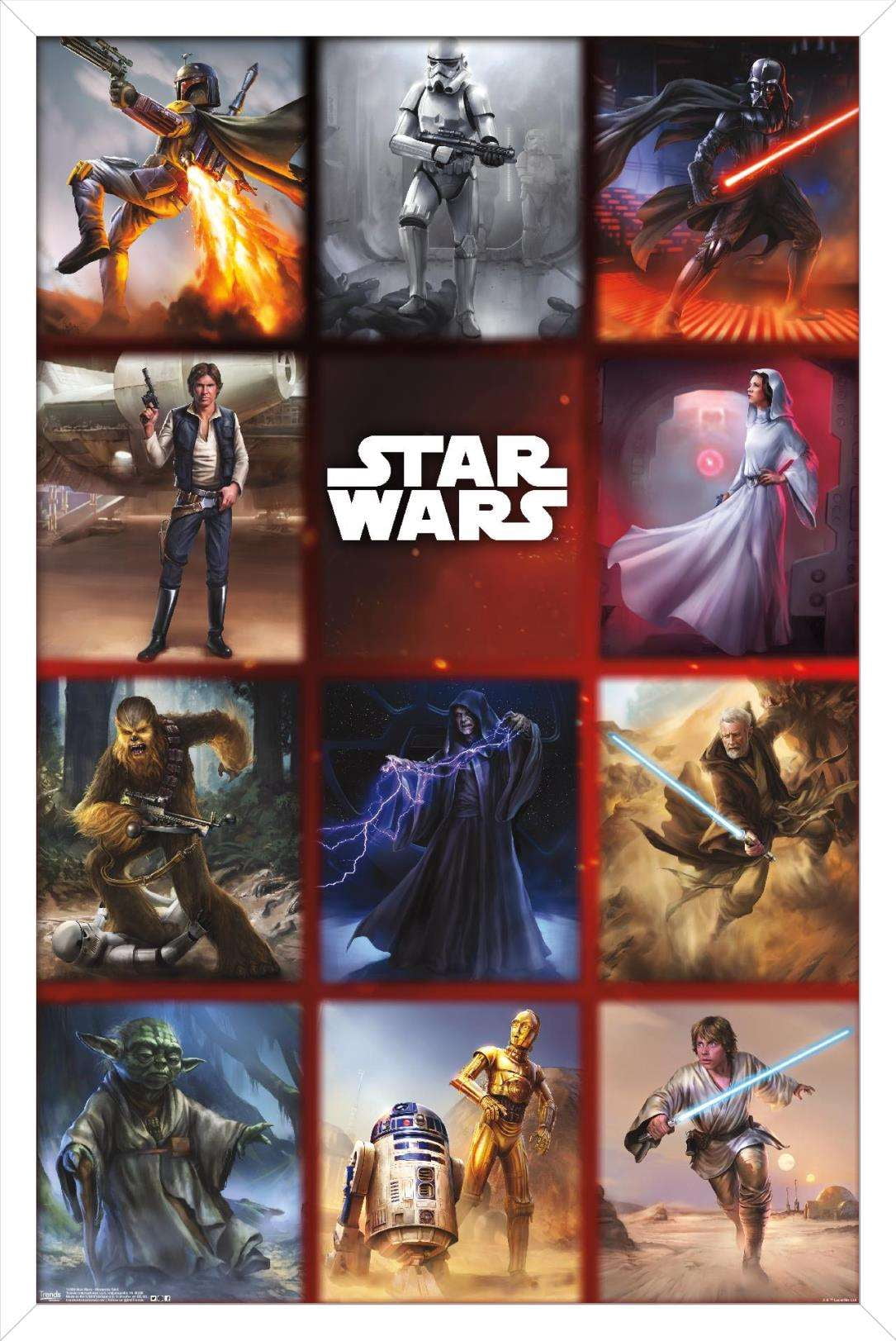 Star Wars: Saga - Moments Grid Wall Poster, 22.375" x 34", Framed