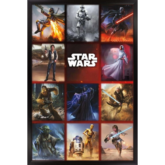 Star Wars: Saga - Moments Grid Wall Poster, 22.375" x 34", Framed