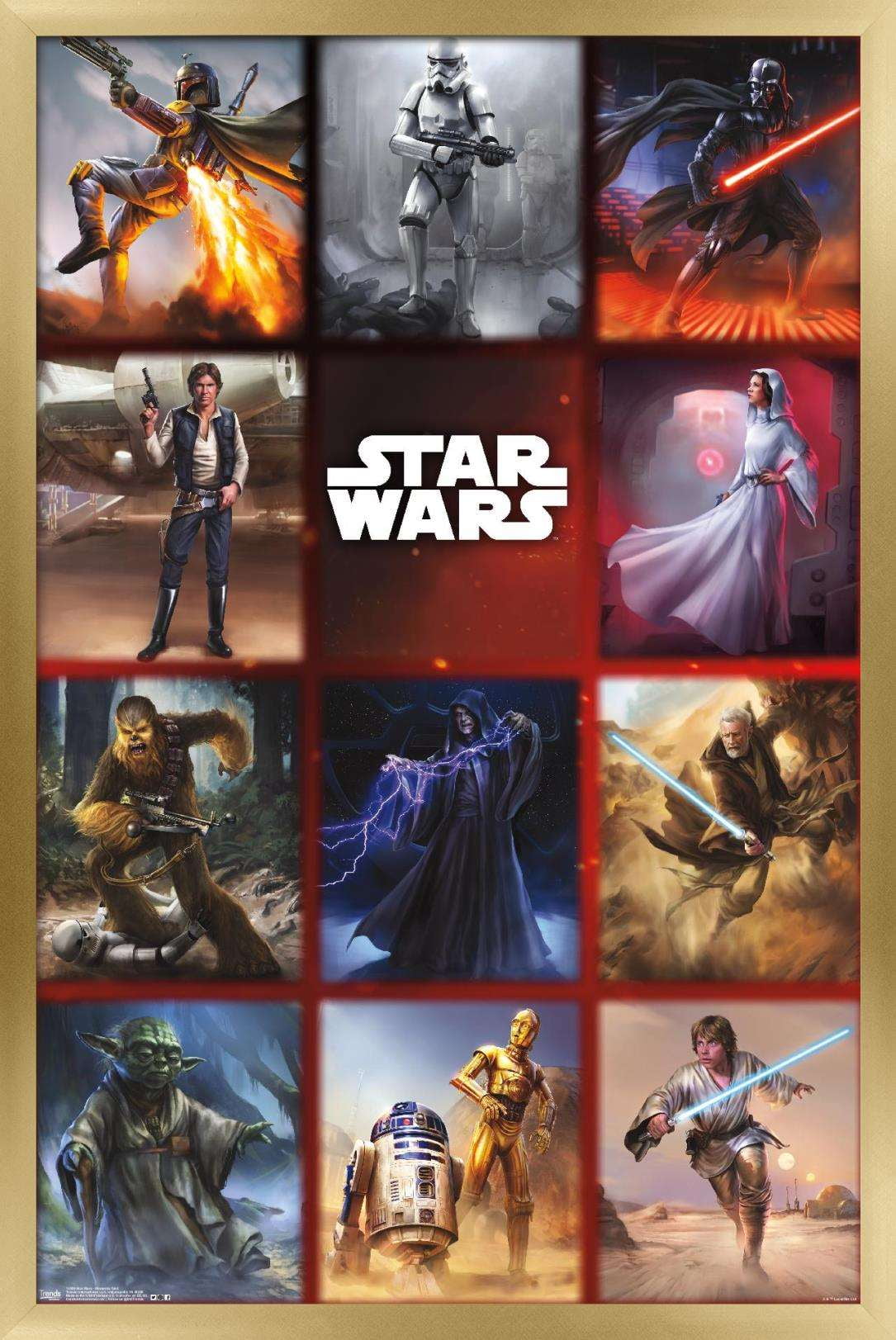 Star Wars: Saga - Moments Grid Wall Poster, 22.375" x 34", Framed