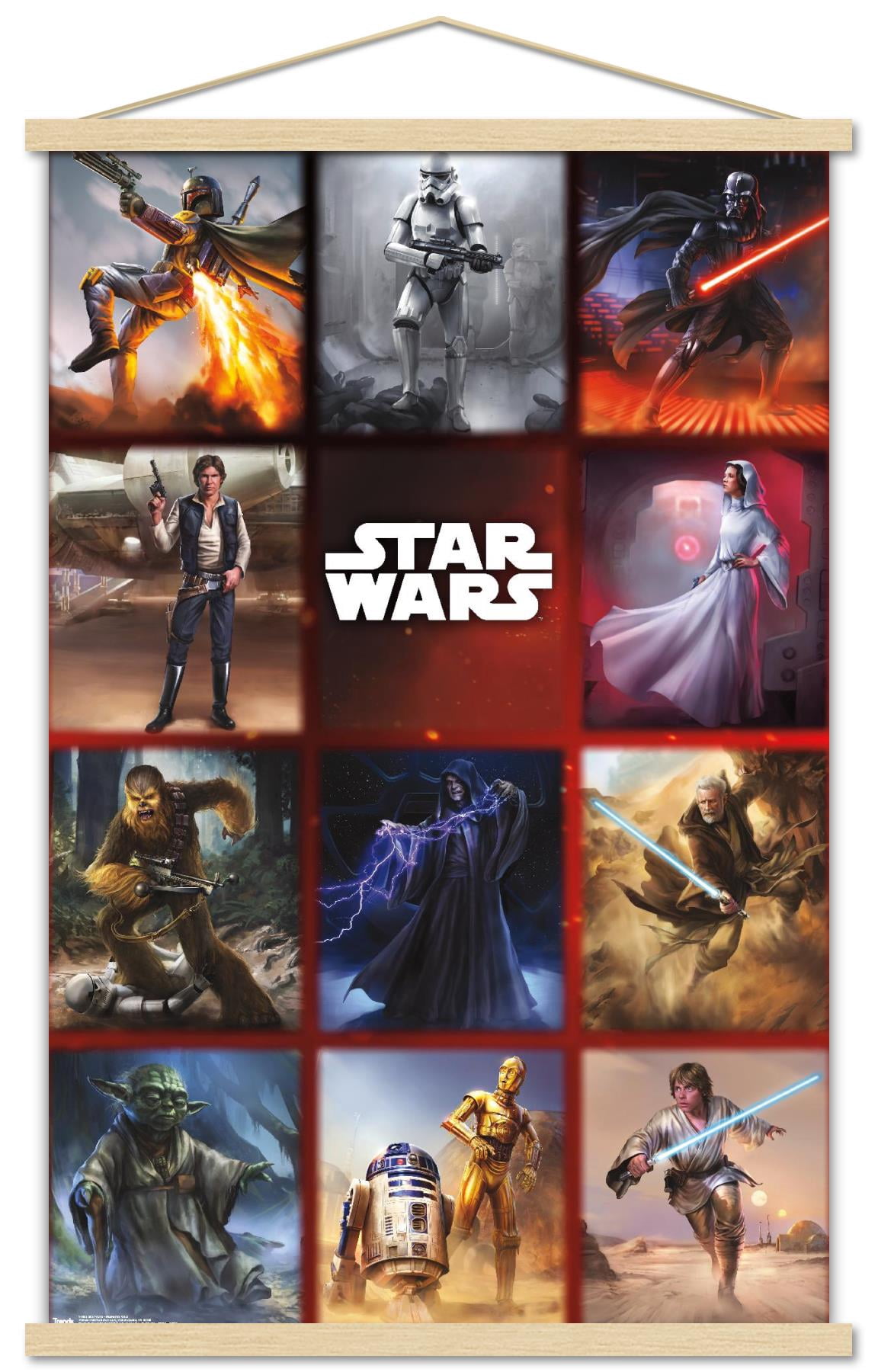 Star Wars: Saga - Moments Grid Wall Poster with Wooden Magnetic Frame, 22.375" x 34"