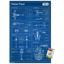 Star Wars: Saga - Rebel Blueprint Wall Poster with Push Pins, 22.375" x 34"