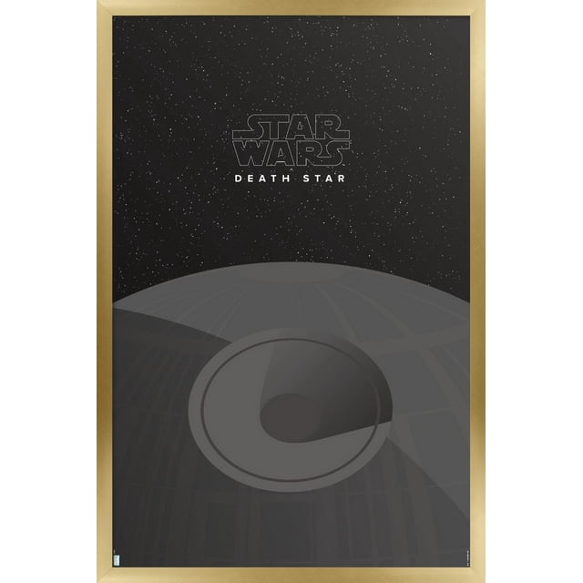 Star Wars: Saga - S. Preston Minimalist Death Star Wall Poster, 14.725" x 22.375", Framed