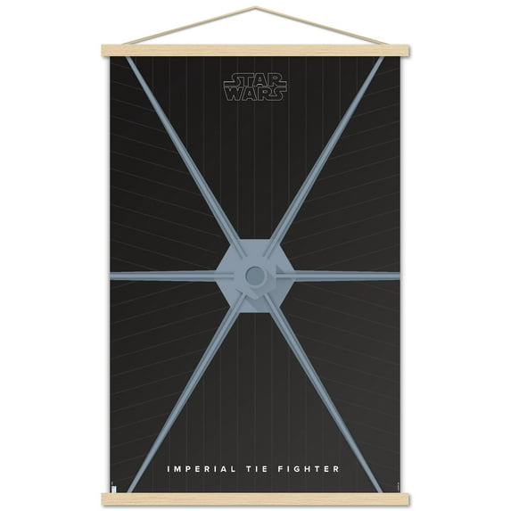 Star Wars: Saga - S. Preston Minimalist Tie Fighter Wall Poster with Wooden Magnetic Frame, 22.375" x 34"
