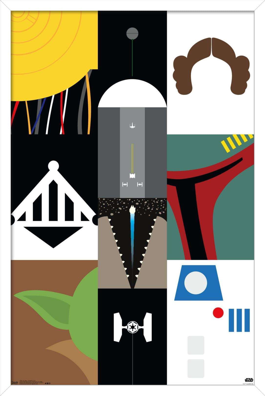 Star Wars: Saga - Simplistic Grid Wall Poster, 14.725" x 22.375", Framed