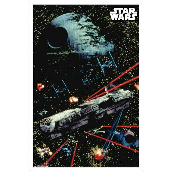 Star Wars: Saga - Space Battle Wall Poster, 14.725" x 22.375", Framed