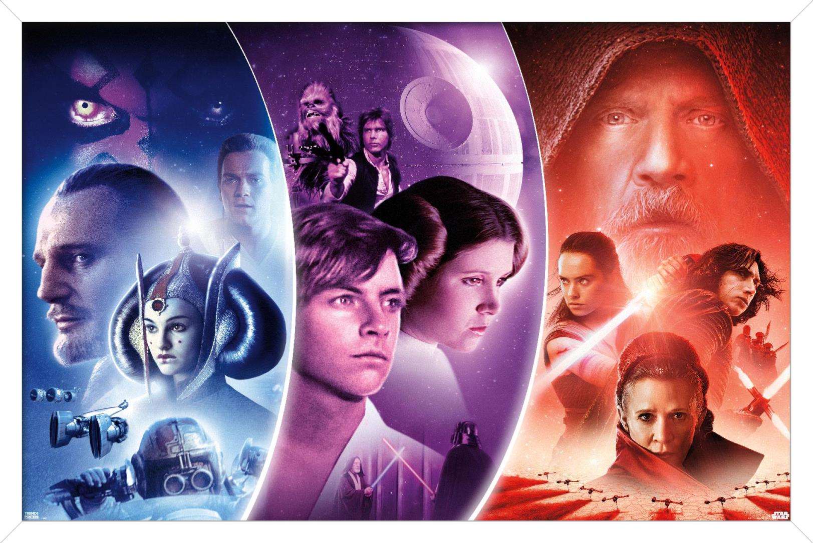 Star Wars: Saga – Trilogy Wave Wall Poster, 14.725" x 22.375", Framed