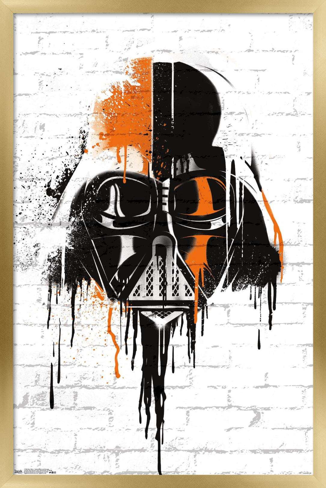 Star Wars: Saga - Vader Black And Orange Wall Poster, 14.725" x 22.375", Framed