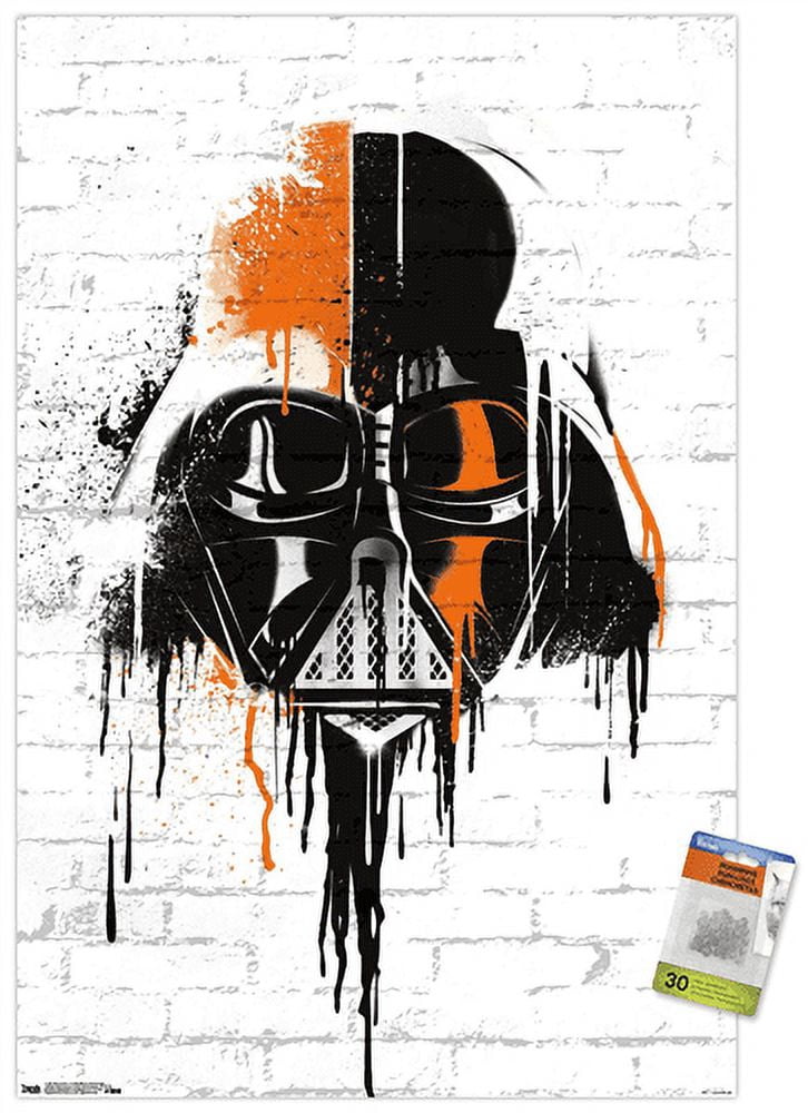 Star Wars: Saga - Vader Black And Orange Wall Poster with Push Pins, 22.375" x 34"