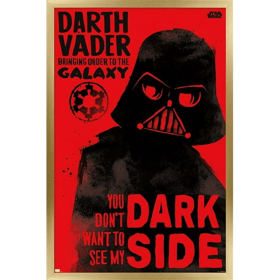 Star Wars: Saga - Vader Dark Side Wall Poster, 14.725" x 22.375", Framed