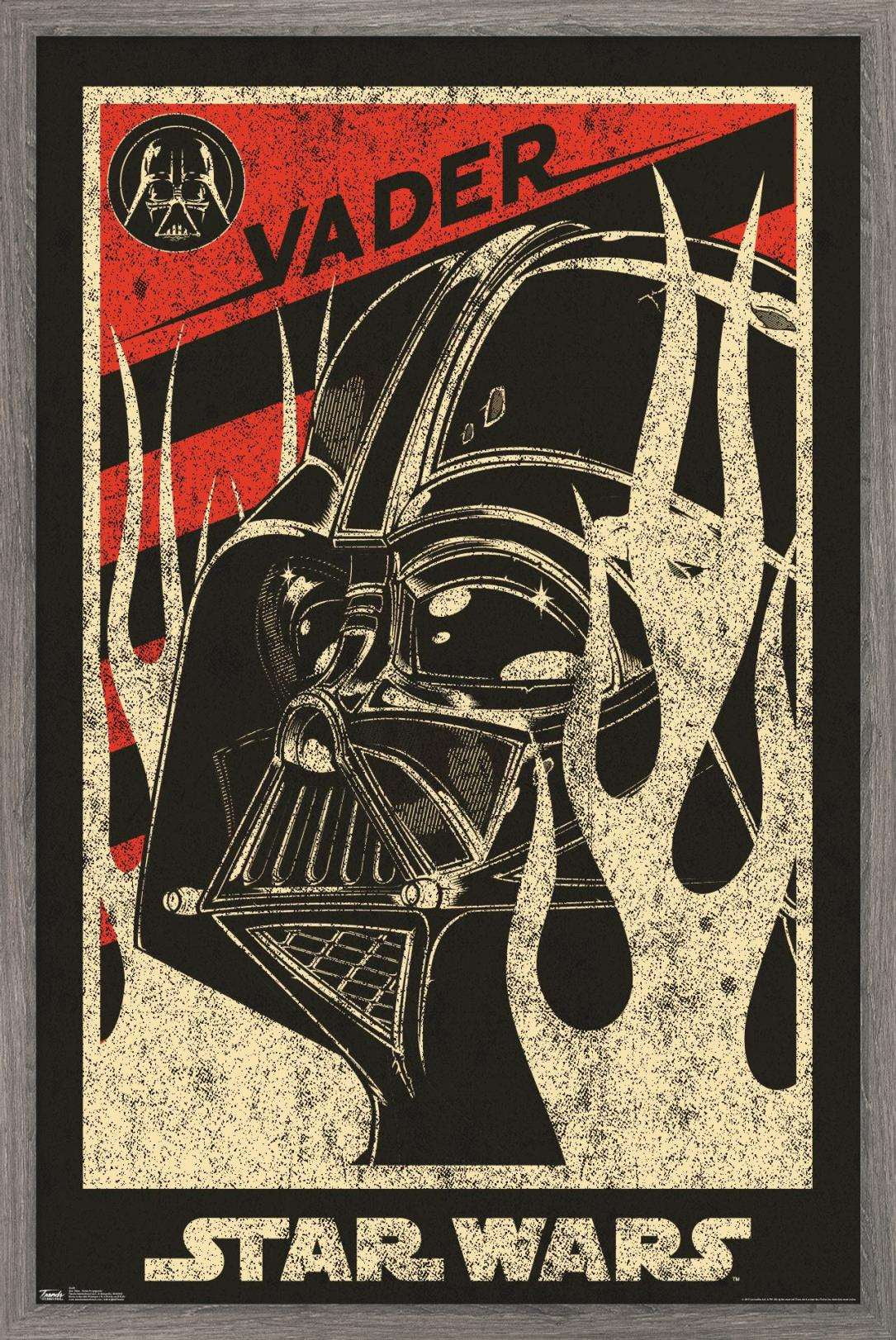 Star Wars: Saga - Vader Propaganda Wall Poster, 22.375" x 34", Framed