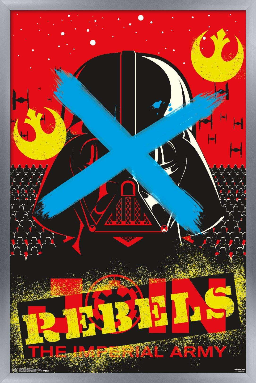 Star Wars: Saga - Vader Rebel Wall Poster, 14.725" x 22.375", Framed
