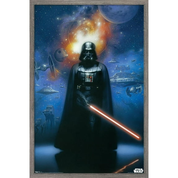 Star Wars: Saga - Vader in Space Wall Poster, 14.725" x 22.375", Framed