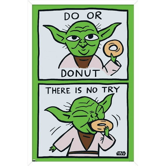 Star Wars: Saga - Yoda Donut Wall Poster, 14.725" x 22.375", Framed