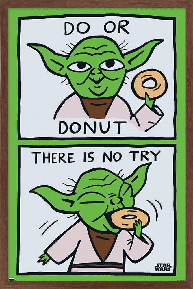 Star Wars: Saga - Yoda Donut Wall Poster, 22.375" x 34", Framed