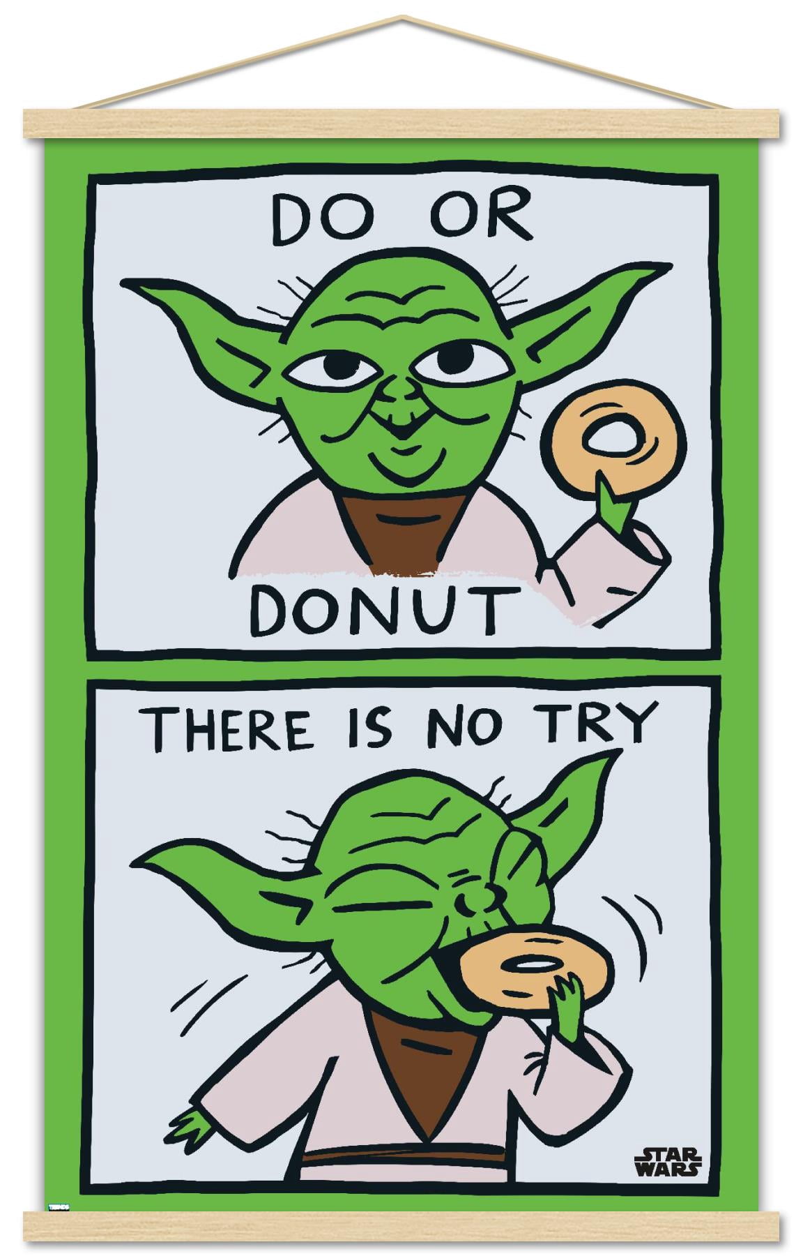 Star Wars: Saga - Yoda Donut Wall Poster with Wooden Magnetic Frame, 22.375" x 34"
