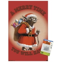 Star Wars: Saga - Yoda Merry Time Wall Poster with Push Pins, 14.725" x 22.375"