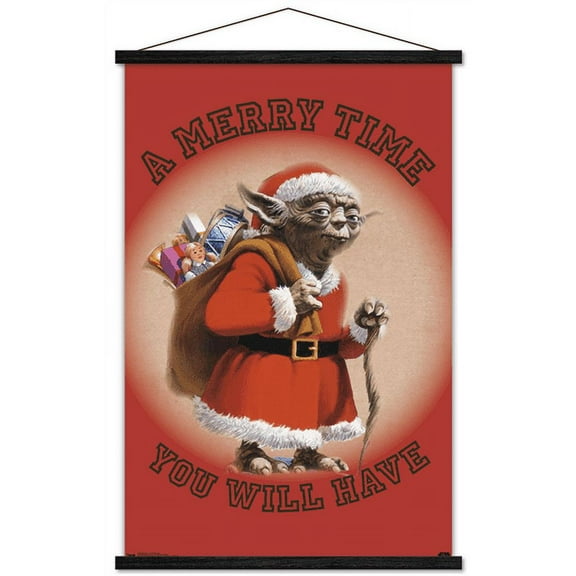 Star Wars: Saga - Yoda Merry Time Wall Poster with Wooden Magnetic Frame, 22.375" x 34"