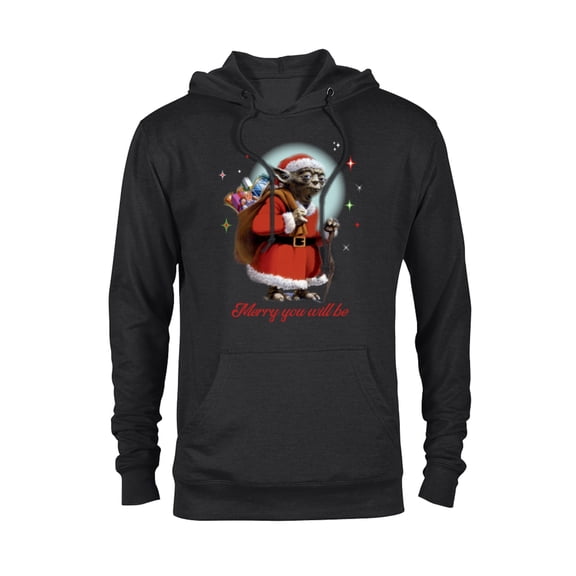 Star Wars Santa Yoda Merry You Will Be - Pullover Hoodie for Adults -Customized-Black
