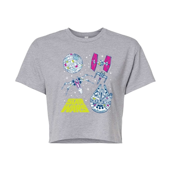 Star Wars - Ship Grid - Juniors Cropped Tee